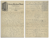 Moe Howard Handwritten Poem & Partial Letter to Helen, Circa 1924 -- 2pp. on 6 x 9.5 Sheet of Chicago Hotel Stationery, Plus Accompanying Envelope -- Very Good